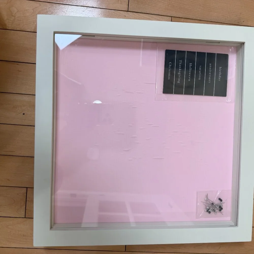 POTTERY BARN KIDS Gallery Shadow Box Picture Frame 15 x 15 White w/ Pink New